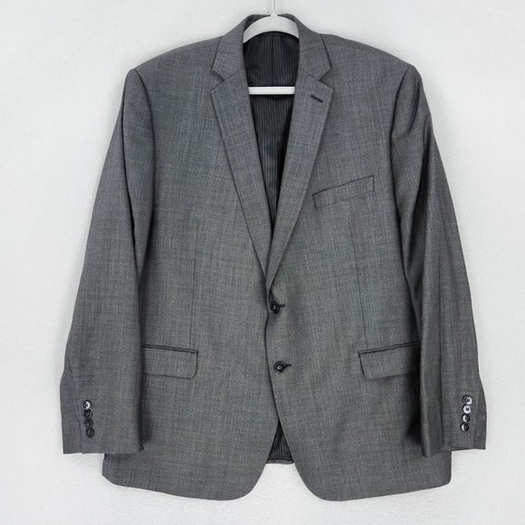 Calvin Klein Jacket Mens 46 Regular Gray Wool Slim Fit Blazer Suit Coat Career - Picture 1 of 15